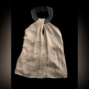 Beaded Halter Neck Top in Beige